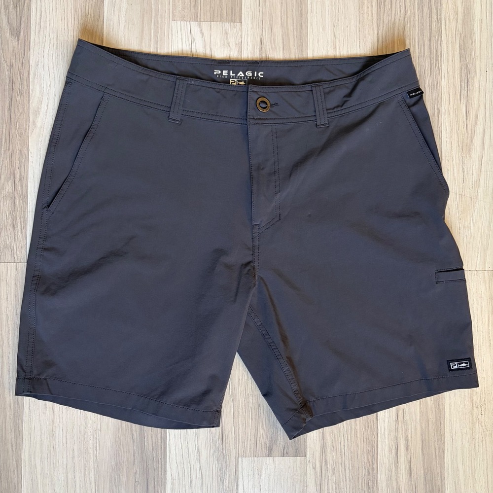 Pelagic High Performance Fishing Shorts Mens 36 Charcoal Grey Hybrid BoardShorts